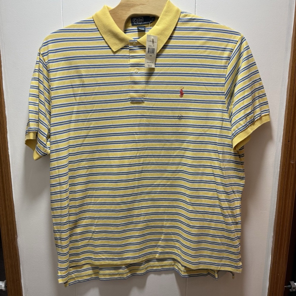 Vintage Polo Ralph Lauren Shirt Size 3XB Blue Yellow Stripe NEW WITH‎ TAGS - Picture 2 of 6